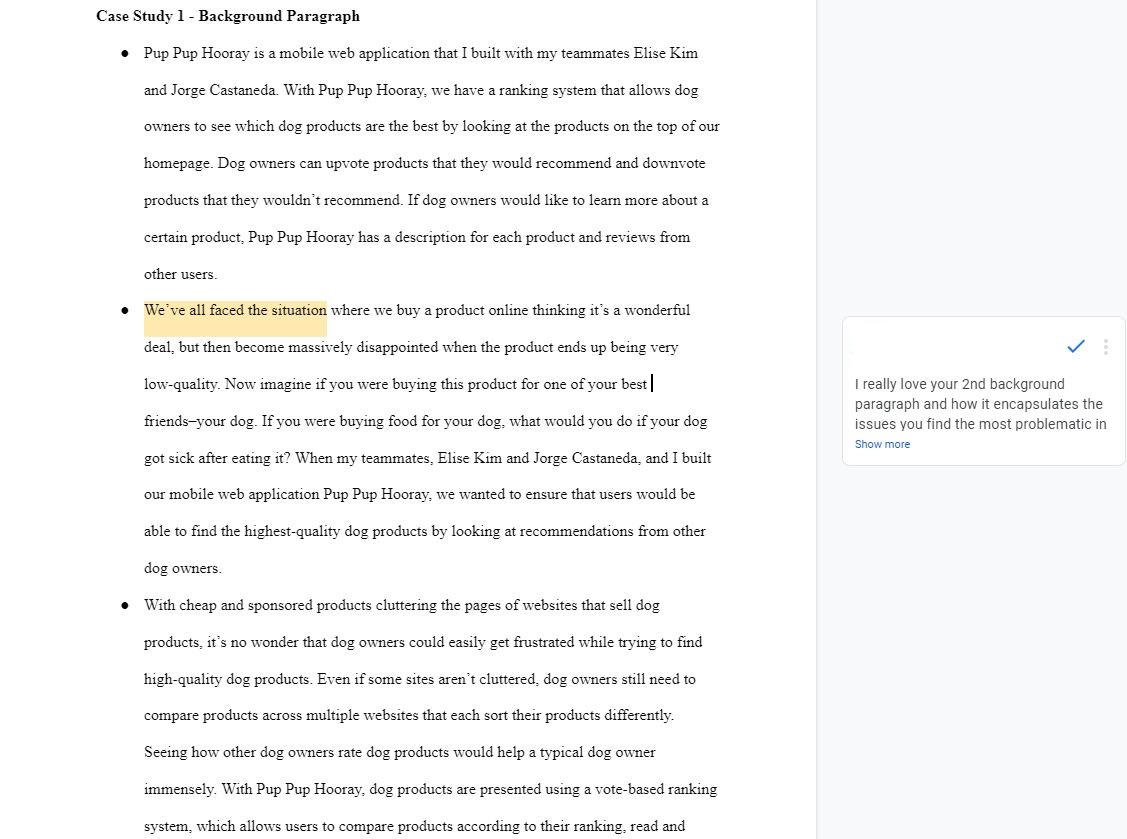 Background Paragraph Drafts for Pup Pup Hooray Case Study